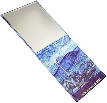 Toiletspejl i et etui med berømte værk "Stjernenatten" af V. van Gogh