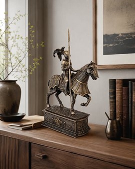 Middelalderridder på hest – majestætisk bronzefigur til hjemmet