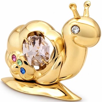 Forgyldt snegl med Swarovski-krystaller. En lille, men unik gave