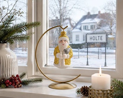 Guld julemand glasfigur (10 cm) | Eksklusiv julepynt i glas