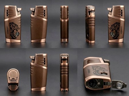 Cigar Lighter. Kobber stormlighter med dobbelt Jet flamme og punch