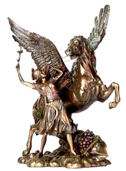 GAVER KVINDER. Kvinde med pegasus. Smuk Veronese bronzefigur