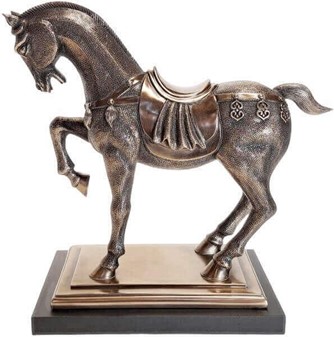 Gave til Rytter. Bronze Hestefigur. Symbol på Styrke, Frihed, Skønhed