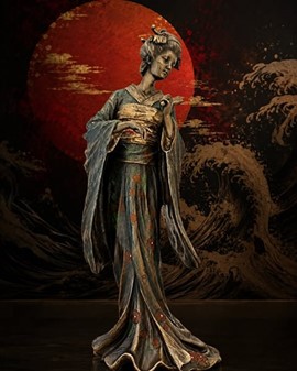 Unik bronze Geisha-skulptur . En gave fuld af elegance og tradition