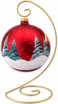 Den flotteste mørkerød mat, stor julekugle med julekrybbe, Ø 15 cm