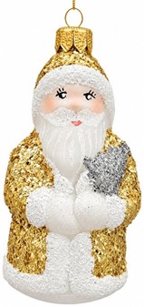 Guld julemand glasfigur (10 cm) | Eksklusiv julepynt i glas