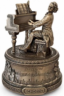 Eksklusiv Chopin Spilledåse Figur. En Tidløs Gave til Musikelskeren