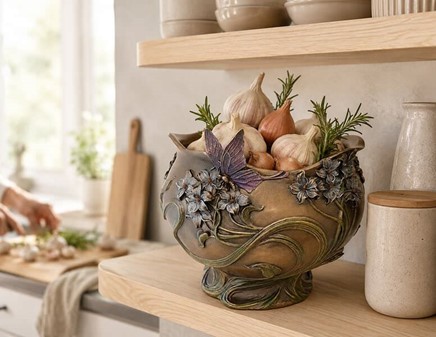 ART NOUVEAU VASE. Unik Veronese vase med blomster og sommerfugl