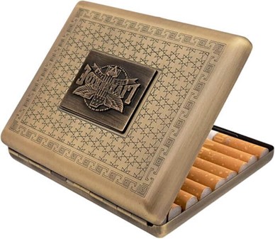 Cigaret Etui Metal. Vintage “Live to Ride” Messing Tilbehør