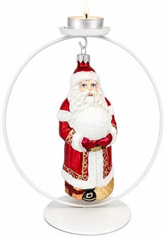 Polske julekugler figurer. Stor figur, julemand i rødt tøj. H: 14,8 cm