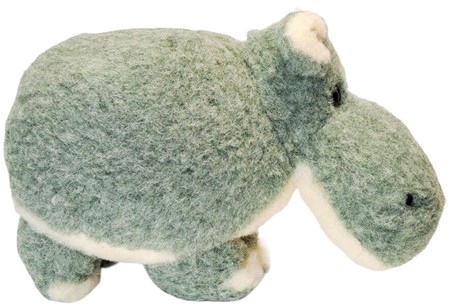 SMUKKE ULDNE MASKOT. Du kan kramme en flodhest uden frygt, H. 24 cm