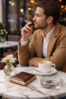 Klassisk Cigaretetui i Brunt Kunstlæder. Den Perfekte Gave til Ham