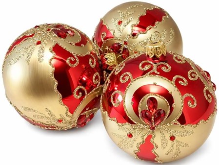 Fang julens lys: Rød-guld glas julekugler med Swarovski krystaller