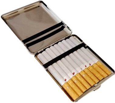 BEDSTE GAVER TIL MANDEN. Billig, smuk tysk metal cigaretetui med dame