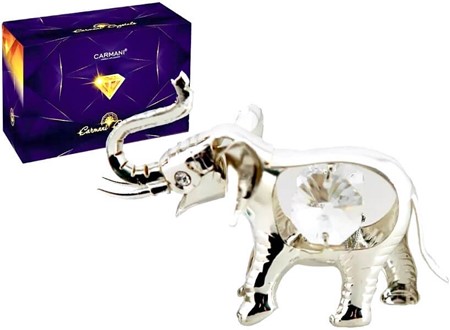 Elefant figur. Smuk sølvbelagt figurine med fire Swarovski krystaller