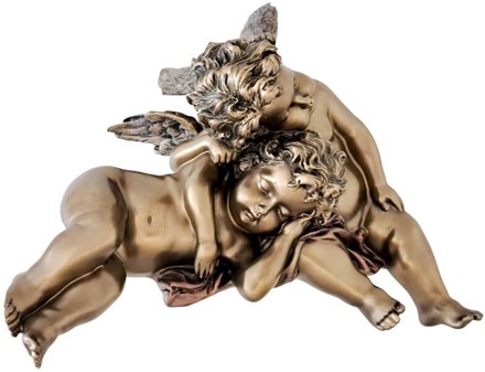 JULEGAVE IDEER TIL HENDE. Smuk bronzefigur af sovende to engle