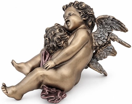 JULEGAVE IDEER TIL HENDE. Smuk bronzefigur af sovende to engle