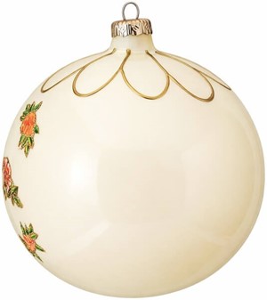HVIDT JULEPYNT. Eksklusiv stor julekugle i mundblæst glas, Ø 15 cm