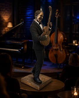 Jazzguitarist figur i bronze – Unik gave til ham der elsker musik
