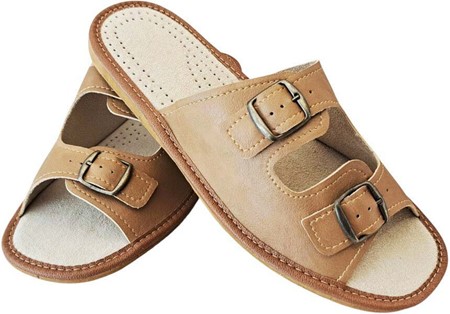 SOMMER LÆDER SLIPPERS HERRE. hjemme sandaler til manden med spænder