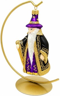 Julekugler figurer. Flot stor polsk glasfigur af troldmand. H 13 cm