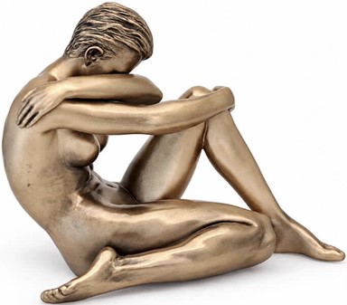 BILLIG KÆRESTE GAVE. Bronze statuette af siddende nøgne kvinde