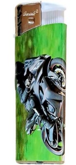 ENGANGSLIGHTER MED HURTIGE MOTORCYKLER. Lightere med billeder, 5 stk