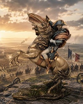 Den ikoniske Napoleon Bonaparte-figur på hesteryg. Skønhed og styrke
