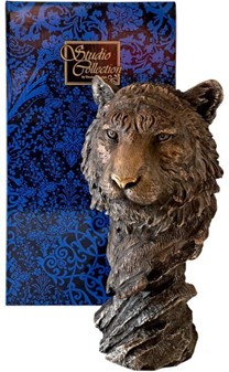 Bronze buste af tiger. Eksklusiv stuepynt og kontordekoration