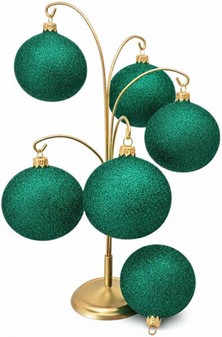 Ekstremt grønne, skinnende med glitter glas julekugler, Ø 8 cm 6 stk