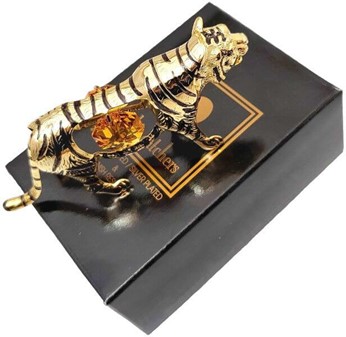 LILLE JULEGAVE TIL HAM. Smuk forgyldt tiger med Swarovski krystaller