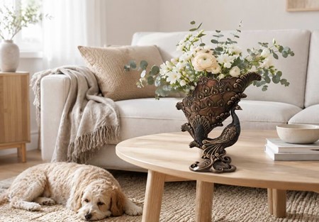 Påfugl vase til tørrede blomster. Perfekt gave til ny lejlighed