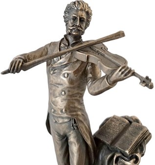 Tidsrejse til Wien. Elegant Johann Strauss Bronzefigur med Spilledåse