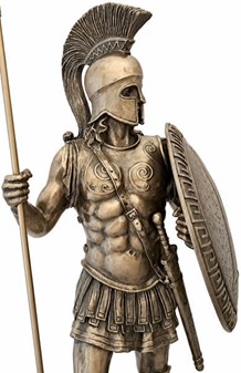 GODE IDEER TIL INDRETNING. Bronze figur af spartanske kriger med spyd