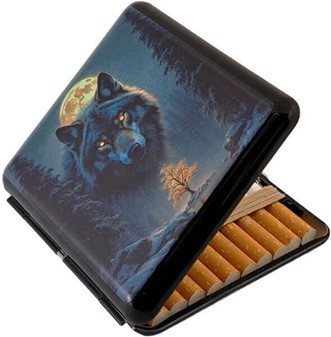 Den Perfekte Gave til Jægeren. Smuk cigaret etui metal med ulve motiv