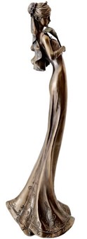 BRYLLUPSFIGURER. Smuk bronze skulptur af brudepige med lilje
