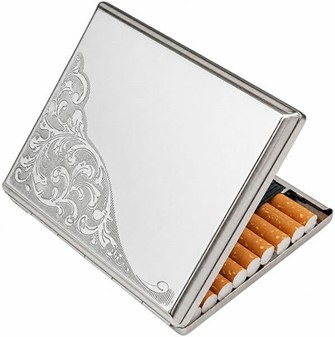 CIGARETETUIER. Metal cigaret etui med indgraveret venetiansk mønster