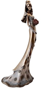 BRYLLUPSFIGUR. Smuk bronze figur af bruden med en bryllupsbuket
