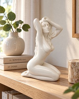 ROMANTISKE GAVER. Hvide porcelænsfigur af en nøgen kvinde