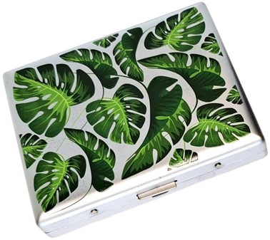 Metal Cigaretetui Til 20 stk - Billige Etetui med fingerphilodendron