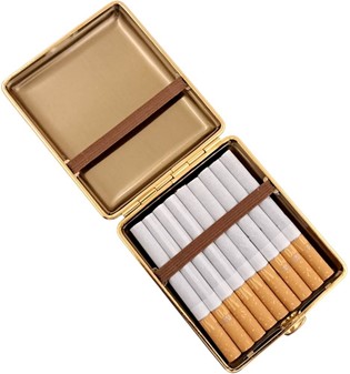Klassisk Cigaretetui i Brunt Kunstlæder. Den Perfekte Gave til Ham