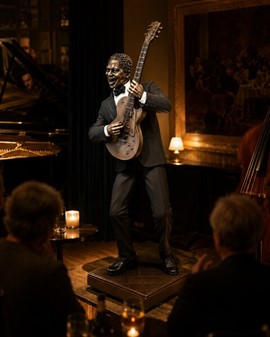 Jazzguitarist figur i bronze – Unik gave til ham der elsker musik