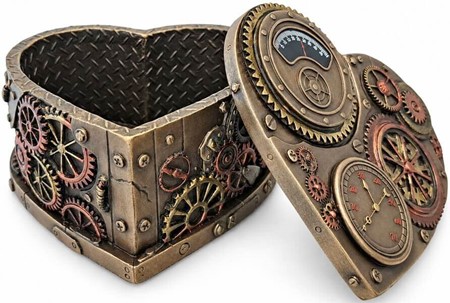 18 ÅRS GAVE. Unik hjerteformede smykkeskrin i Steampunk stil