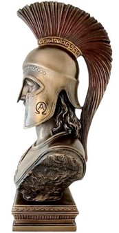 GAVE TIL BEDSTE VEN. Bronze buste af spartansk kriger i korinth hjelm