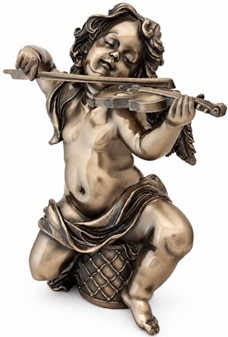 PERFEKT JULEGAVER. Smuk bronze figur af en engle spiller violin
