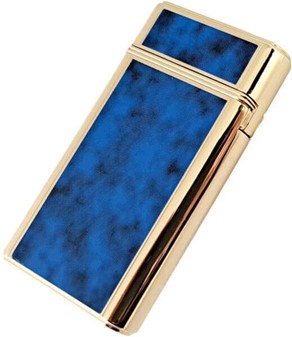 USB Elektrisk Lighter med Dobbelt Lysbue. Guld og Blå Marmor Finish