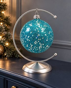 Hvid og blå glas julekugler fra Polen. Smukke mønstre, Ø 10 cm 6 stk
