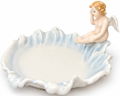 JULEBORD DEKORATION. Elegant porcelæn tallerken med englemotiv