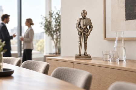 MIDDELALDER RIDDER. Flot bronze figur af ridder med et sværd