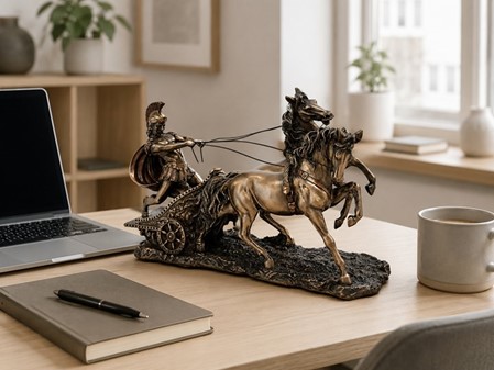 ROMERSK STRIDSVOGN. Unik skulptur til hjemmet dekoration. Gave kunst